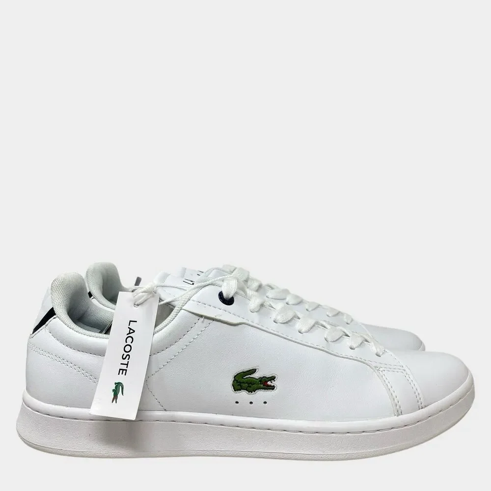 Lacoste Sneakers Mens 8.5 White Leather Low Top Casual Tennis Carnaby Pro Shoes‎